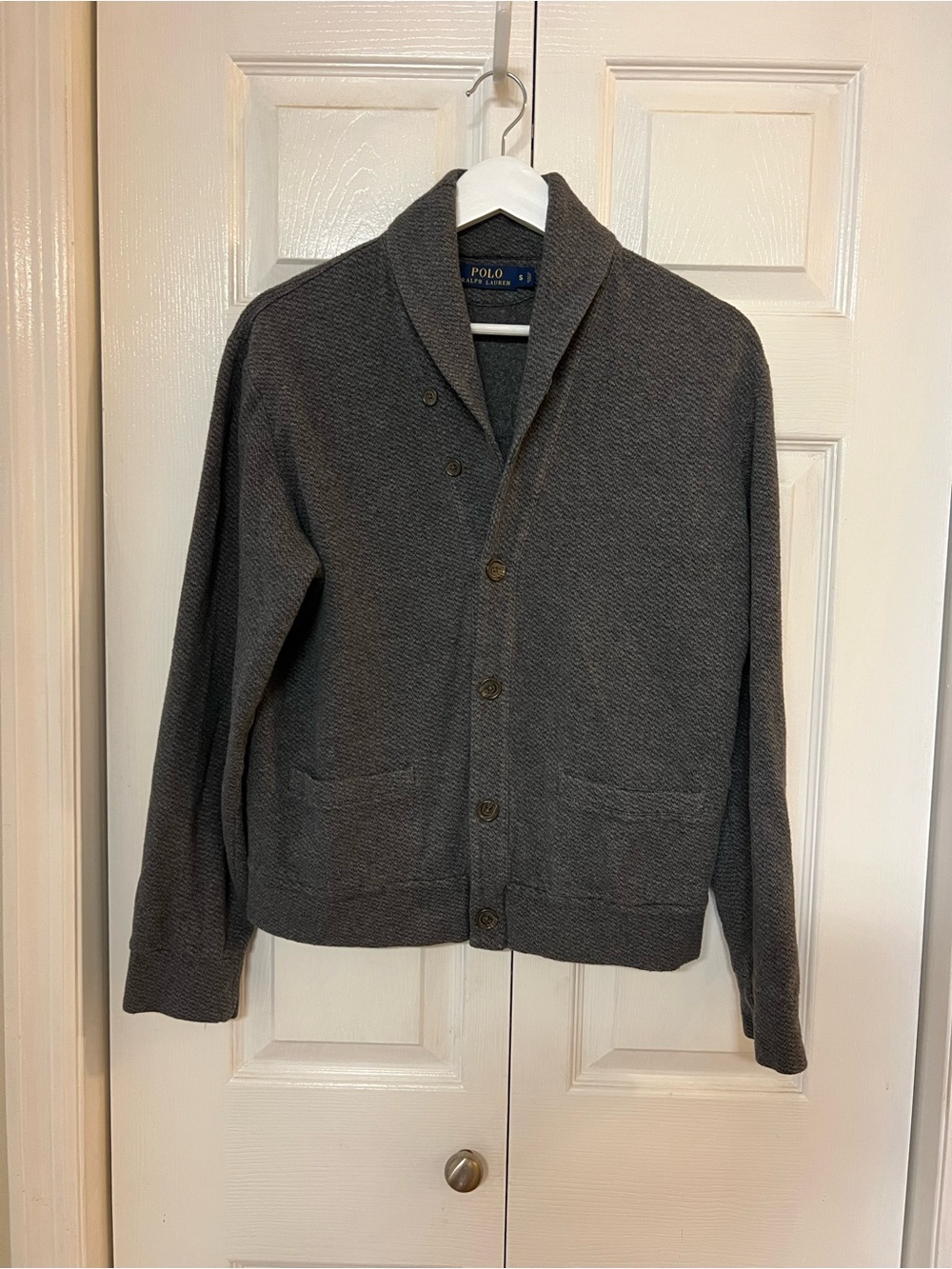 Polo by Ralph Lauren Men's Shawl Collar Charcoal Gray Cardigan